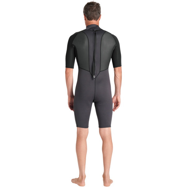 2026 C-Skins Mens Element 3/2mm Back Zip Shorty Wetsuit C-EL32SHM - Anthracite / Black / Neon Flare